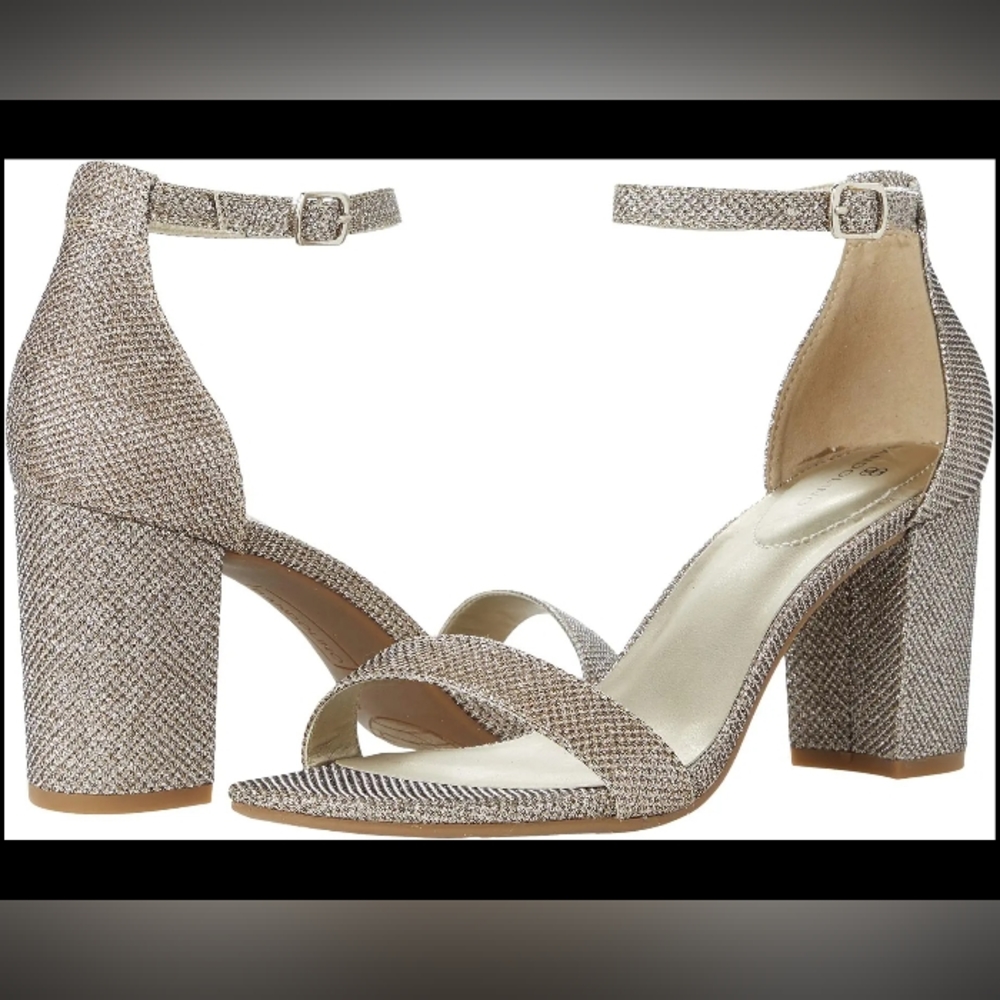 BANDOLINO- Armory Gold Synthetic 3in block heels-Sz10